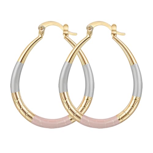 Gold/Silver Hoop Earrings For Women Trendy,Chunky/Big/Thin/Medium/Oval/Thick/Twist Multi-Colored Zirconia Dangle Huggie Rainbow CZ Amber Resin Hoops, Lightweight Birhtday Fashion Jewelry Gift. - color: A20 ( Hand-painted Colorful Oval Hoops)