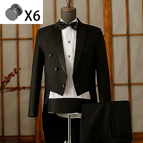 Cufflinks for Men and Tuxedo Shirt Studs Set with Gift Box Stainless Steel Cuff links - style: Black