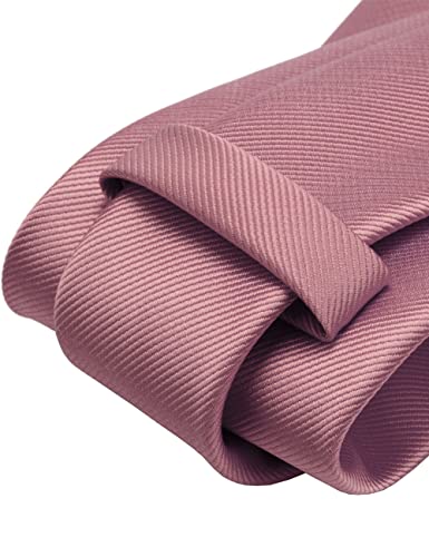 GUSLESON 3.15"（8cm） Solid Color Necktie and Pocket Square Cufflinks Sets For Men + Gift Box - color: Dusty Rose