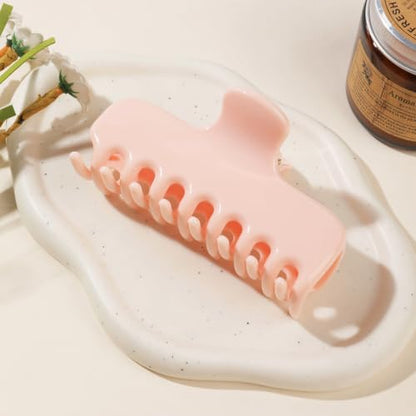 Ivyu 4-Inch Large Rounded Rectangle Hair Claw Clip for Women, Strong Hold | Smooth rounded teeth and a strong spring provide a secure hold for full updos on fine to medium hair. - color: Light pink