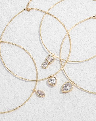 Gold CZ Choker Necklace Trendy Statement | Gold choker necklace, CZ pendant, Adjustable chain, Dainty statement, Summer gift, Gift for women, Lightweight - style: 23382