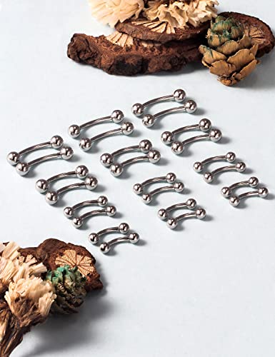 20G 16G 14G 12G Eyebrow Piercing Jewelry Surgical Steel Curved Barbell Eyebrow Ring Vertical Labret Lip Jewelry Rook Daith Earrings Piercing Jewelry for Women Men 6mm 8mm 10mm 12mm 14mm - color: 14G-Silver