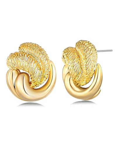 SNGIA18K Gold Plated Dangle Textured Ribbed Irregular Large Leaf Statement Earrings for Women by SNGIA, Handmade Dramatic Geometric Trendy Summer Drop Leaf Flower Jewelry Gifts, Bold Beachy Vintage Plant Fashion Drop Accessories, Vintage Nickle Free Flora