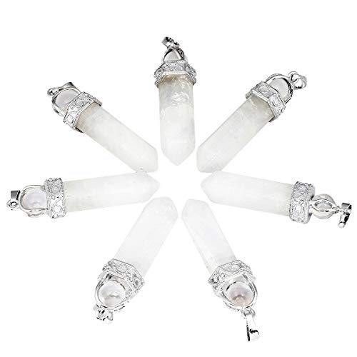 TUMBEELLUWA Crystal Point Necklace Hexagonal Prism Stone Pendant Women Men | Pack of 2, Healing Crystal Necklace, 19.86" Stainless Steel Chain, Spiritual Chakra Meditation Jewelry