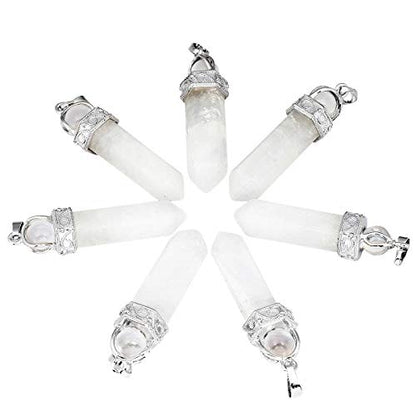 TUMBEELLUWA Crystal Point Necklace Hexagonal Prism Stone Pendant Women Men | Pack of 2, Healing Crystal Necklace, 19.86" Stainless Steel Chain, Spiritual Chakra Meditation Jewelry