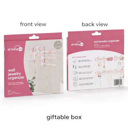 6-Tier Hanging Wall Jewelry Organizer, Earring, Necklace, Ring Holder-Pink | Large Capacity with 120 Earring Holes, Rotating Branches, Includes 3M Command Strips, Bracelet, Ring & Necklace Storage - color: 6-Tier Pastel Pink