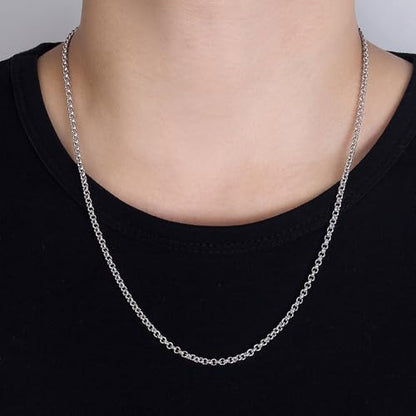 Solid 925 Sterling Silver 3mm Rolo Chain Necklace 16" to 30" | Classic Round Link Chain with Lobster Clasp, Minimalist Design for Men & Women - size: 26"