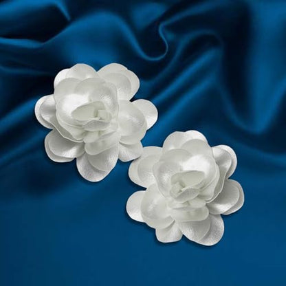 2Pack 6inch Extra Large Satin Brooches Lapel Pins Dainty Elegant Fabric Camellia Rose Flower Brooch Pin for Women Wedding Part Dance Clothes Accessories Jewelry - color: White