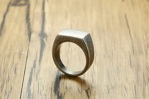 MYNENEY Stainless Steel Square Shape Signet for Men Statement Ring - color: 10x16mm Retro