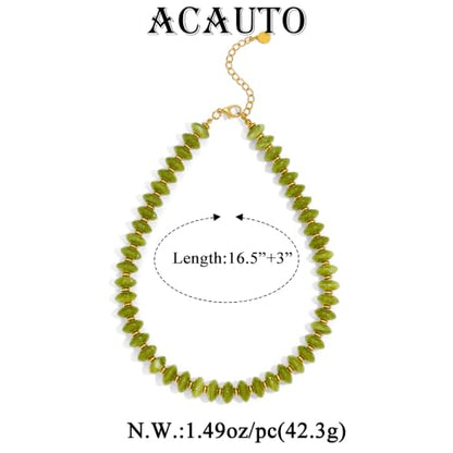 Acrylic Beaded Necklace for Women,Beach Strand Jewelry Gifts | Statement Necklace,Cute Trendy Handmade Jewelry for Women,Chunky Beaded Necklace,Resin Beads Choker - color: Olive Green