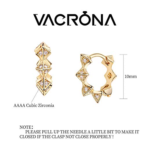 Cubic Zirconia Huggie Earrings 14k Gold Plated Tiny Earrings Small Huggie Hoop Earrings Simple Lightweight Hoops Gift for Women - color: Spike Hoop earrings