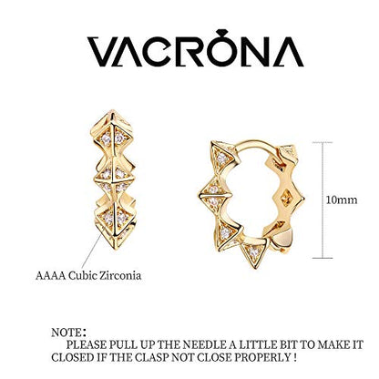 Cubic Zirconia Huggie Earrings 14k Gold Plated Tiny Earrings Small Huggie Hoop Earrings Simple Lightweight Hoops Gift for Women - color: Spike Hoop earrings