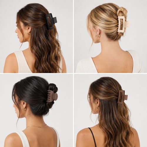 12 Pcs Hair Clips for Women 3 Styles Small Medium Large Claw Clips for Thin Thick Hair, Strong Hold Non-Slip Matte Hair Accessories - color: Brown
