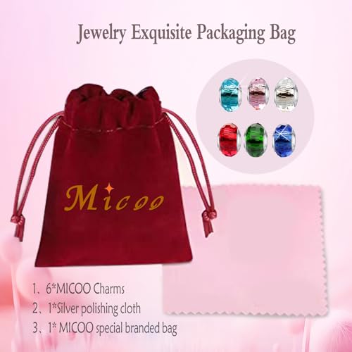 MICOO 925 Sterling Silver Charms for Bracelets,Fashion DIY Dangle Pendants Beads Simulated Birthstone Charms,Birthday Gifts for Women - color: 6 styles charms2