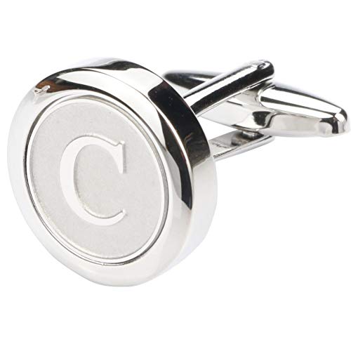 Mens Classic Stainless Steel Initial Cufflinks 26 Alphabet Initial Letter Cufflinks Business Wedding Shirts A-Z - style: C