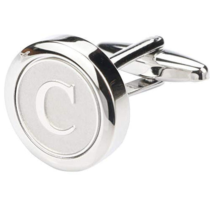 Mens Classic Stainless Steel Initial Cufflinks 26 Alphabet Initial Letter Cufflinks Business Wedding Shirts A-Z - style: C