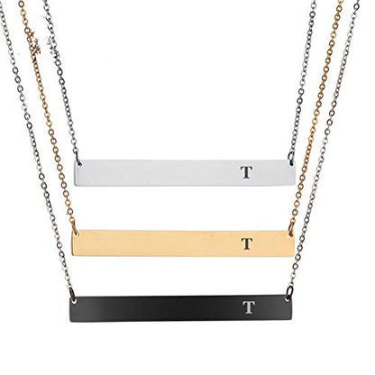 LiFashion LF Womens Stainless Steel A-Z Initial Bar Necklace Horizontal Bar Necklace Alphabet Letters Pendant Necklace for Mom,Daughter,Wife,Girlfriend,Sister,Best Friend,Silver Gold Black Color,40mm - style: Gold - Letter T
