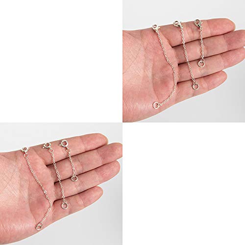 Softones 12-18Pcs Ankle Bracelets Extenders-Extension for Womens Jewelry(1 2 3 Inch),with Lobster Clasp and O-Clasp from Gold Silver Rose Gold - color: C:Silver 6-Lobster clasp 6-O-clasp