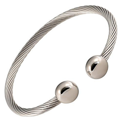 Twisted Stainless Steel Magnetic Therapy Bracelet High Power Magnets, For Men and Women - size: Small - Wrist Size 6" - 6.5"