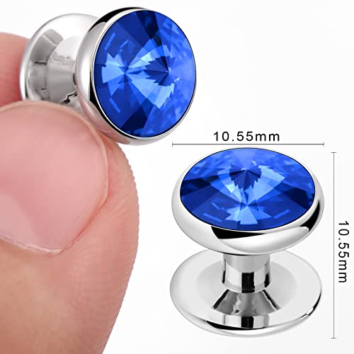 HAWSON Crystal Shirt Studs for Men's Tuxedo Shirt, Tuxedo Buttons for Birthday Wedding Party Christmas. - color: Royal blue