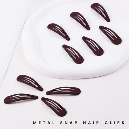 Small Hair Barrettes For Women No Slip Metal Snap Clips For Thin And Fine Hair,Matte Dark Red,20 PCS,1.97 x 0.5 Inch. - color: Matte Dark Red