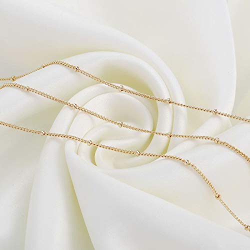 Dainty Gold Bracelets for Women, 14K Gold Plated Adjustable Layered Beads Bracelet Cute Evil Eye Oval Chain Pearl Bar Turtle Gold Bracelets for Women Jewelry - style: Beads Chain-Gold