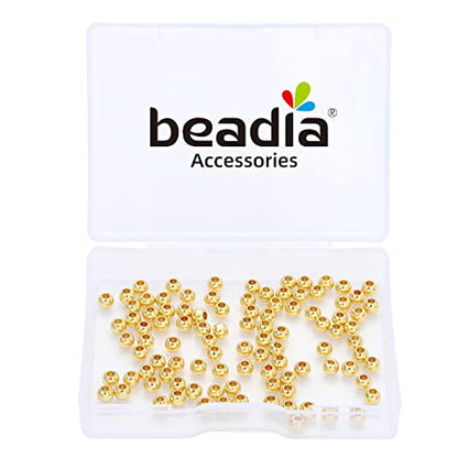 14K Gold Plated Round Spacer Beads 4mm 100pcs for Jewelry Making Findings Non Tarnish - color: 14K Gold, size: 4mm