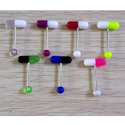 Generic 10Pcs Multicolor Stainless Steel Tongue Barbell Set - Modern Piercing Jewelry