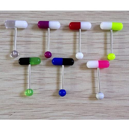 Generic 10Pcs Multicolor Stainless Steel Tongue Barbell Set - Modern Piercing Jewelry