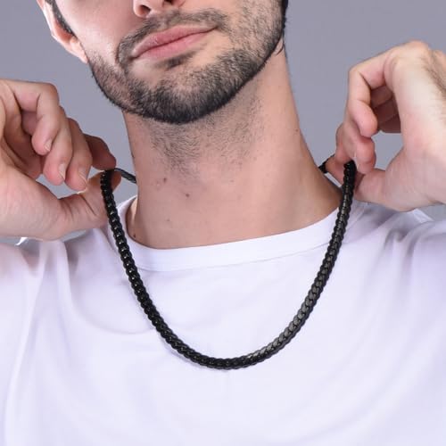 Snake Chain for Women Stainless Steel Dainty Choker Necklace Thin Layered Men Chain 8mm Width Gold/Black/Silver Plated Trendy Jewelry 18/20/22/24/26/28/30 Inch - color: 8MM-Black Snake Chain, size: Length 30 Inches