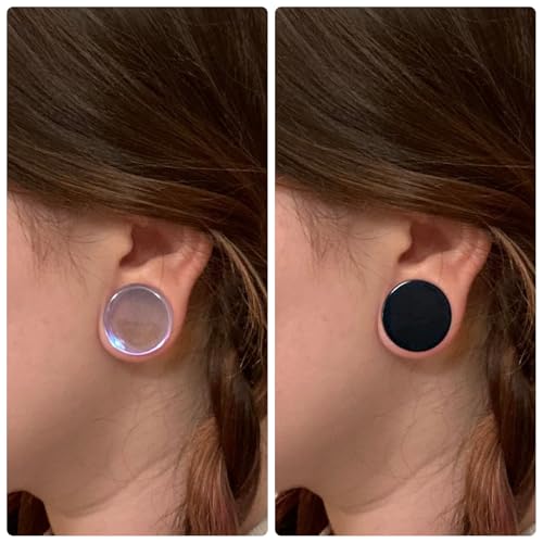 6G-30mm Double Flared Acrylic Ear Gauges Tunnels Plugs Expanders Saddle Hollow Tunnels Stretcher Earrings for Men Women Clear Black Lobe Stretching Body Piercings Jewelry 4 Pairs Set - color: 25mm=1 inch