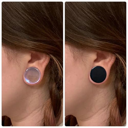 6G-30mm Double Flared Acrylic Ear Gauges Tunnels Plugs Expanders Saddle Hollow Tunnels Stretcher Earrings for Men Women Clear Black Lobe Stretching Body Piercings Jewelry 4 Pairs Set - color: 28mm=1 1/8 inch