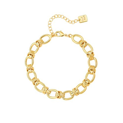 SOFYBJA 18k Gold Plated Personalized Chunky Cuban Oval Link Chain Bracelets for Men Toggle Rope Bracelet Jewelry for Women - style: Chunky Oval Twist Chain Link Bracelet