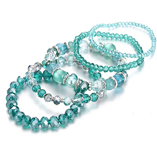 Noessla Beaded Boho Stretch Bracelet Colorful Stackable Crystal Beads Bracelets Trendy Costume Jewelry Mothers Day Gifts for Women - color: 21-Sea green