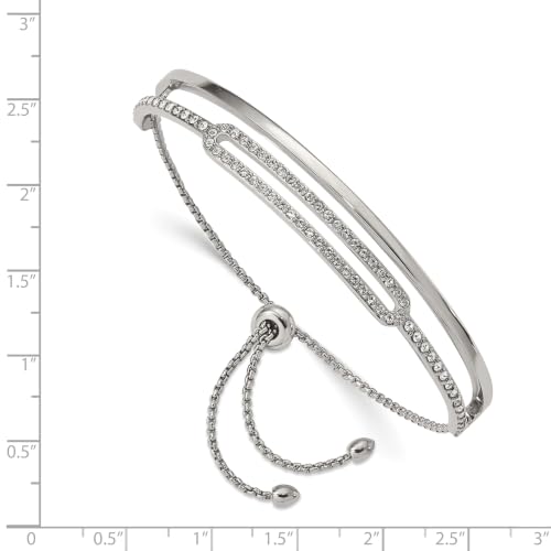Chisel Crystal Adjustable Bangle Bracelet in Stainless Steel