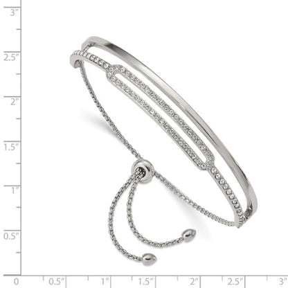 Chisel Crystal Adjustable Bangle Bracelet in Stainless Steel