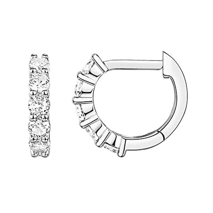PAVOI 14K Gold Plated Huggie Earrings for Women - Gold Earrings Hoops with Heart Shaped Cubic Zirconia - Hypoallergenic Cartilage Trendy Fashion Huggie Hoop - Dainty Romantic Everyday Jewelry - color: White Gold
