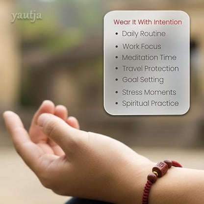 Yautja Tibetan Buddhist Red Buddha Spiritual Protection Red String Bracelet | Meditation Prayer Jewelry for Good Luck Health Wealth, Cinnabar Beads Exorcism Bracelet with Amulet Card, Handmade Adjustable - color: Red-2