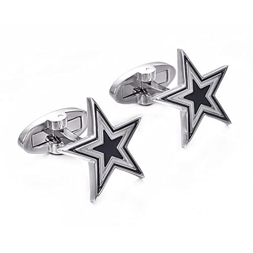 Yoursfs Novelty Sunflower/Love Knot/Architect Cufflinks for Men Funny Stainless Steel Cufflinks Personalized Cuff links Wedding Gift Fashion Jewelry - style: Blue Five Star Cufflinks