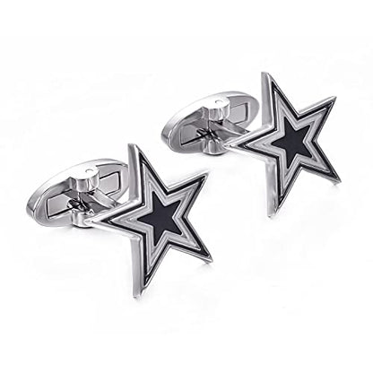 Yoursfs Novelty Sunflower/Love Knot/Architect Cufflinks for Men Funny Stainless Steel Cufflinks Personalized Cuff links Wedding Gift Fashion Jewelry - style: Blue Five Star Cufflinks