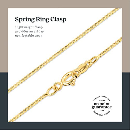 KEZEF 925 Sterling Silver Box Chain Necklace for Women & Men, 0.7mm Thin Chain Necklace, Available in Sterling Silver, Gold Plated & Rose Gold Plated Finishes, Made in Italy - color: 18kt Gold, size: 28 Inch