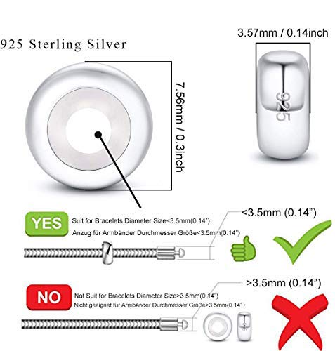 ARTCHARM Clasp Love Safety Chain Charm - Authentic 925 Sterling Silver Heart Beads - Fit European Style Bracelet - color: 2pcs Silver Stopper