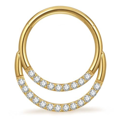 Titanium 16G Septum Ring Piercing Jewelry Nose Rings Hinged Clicker Hoop | G23 Titanium Silver Gold Hinged Segment Daith Piercing Jewelry Non-irritating , Clicker Septum Nose Piercing Jewelry Hoops - color: 09 Circle CZ-Gold, size: 16G-10mm