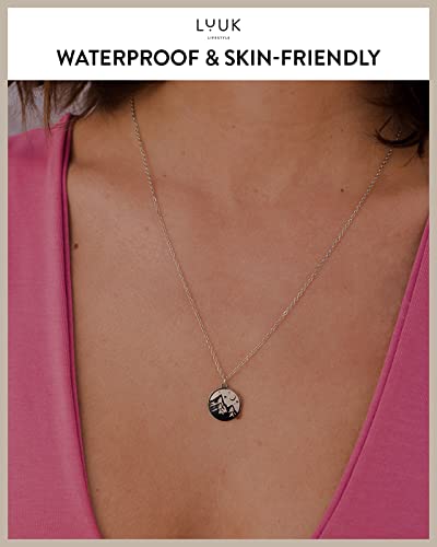 LUUK LIFESTYLE Stainless steel necklace with pendant and HAPPINESS card, 20” adjustable length, lucky charm, friendship chain, Valentine's Day gift, birthday, women's jewelry, silver, gold, rosegold - color: Silver, size: Mountain