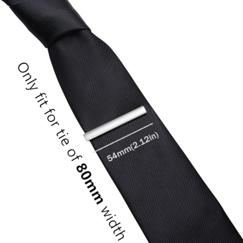 HONEY BEAR 2.12" Standard Tie Clip Bar 3-Piece Set for Men Wedding Business | Classic Minimalist, Steel-Plated Copper Base, Gift-Boxed, Thickened, Rounded Corners, Easy to Slide On, No Snag or Wrinkle - style: Silver Brushed Horizontal with box