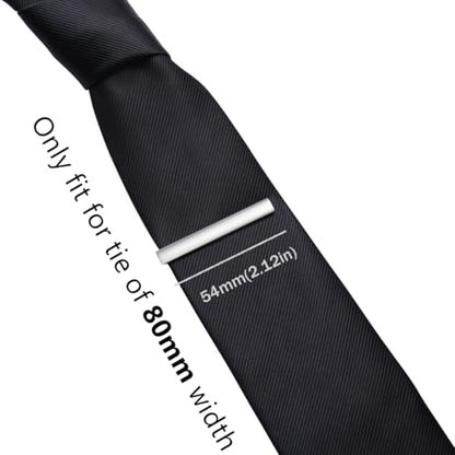 HONEY BEAR 2.12" Standard Tie Clip Bar 3-Piece Set for Men Wedding Business | Classic Minimalist, Steel-Plated Copper Base, Gift-Boxed, Thickened, Rounded Corners, Easy to Slide On, No Snag or Wrinkle - style: Silver Brushed Horizontal with box