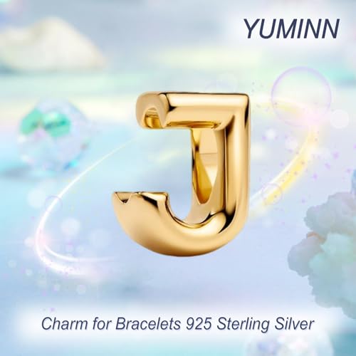 Gold Letter Charms A-Z for Bracelets 925 Sterling Silver Alphabet Initial Charms Beads Jewelry Gifts for Women - color: J