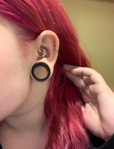 6G-50mm Acrylic Thin Black Gauges for Ear lightweight Tunnels Black Double Flared Ear Flesh Plugs Tunnels Earrings for Women Men - color: 4G = 5mm