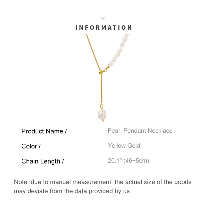 14K Gold Pearl Pendant Necklace, Freshwater Pearl Y-shaped Necklace, Women's Day, Birthday Gift for Wife, Girlfriend - color: style one