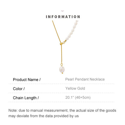 14K Gold Pearl Pendant Necklace, Freshwater Pearl Y-shaped Necklace, Women's Day, Birthday Gift for Wife, Girlfriend - color: style one